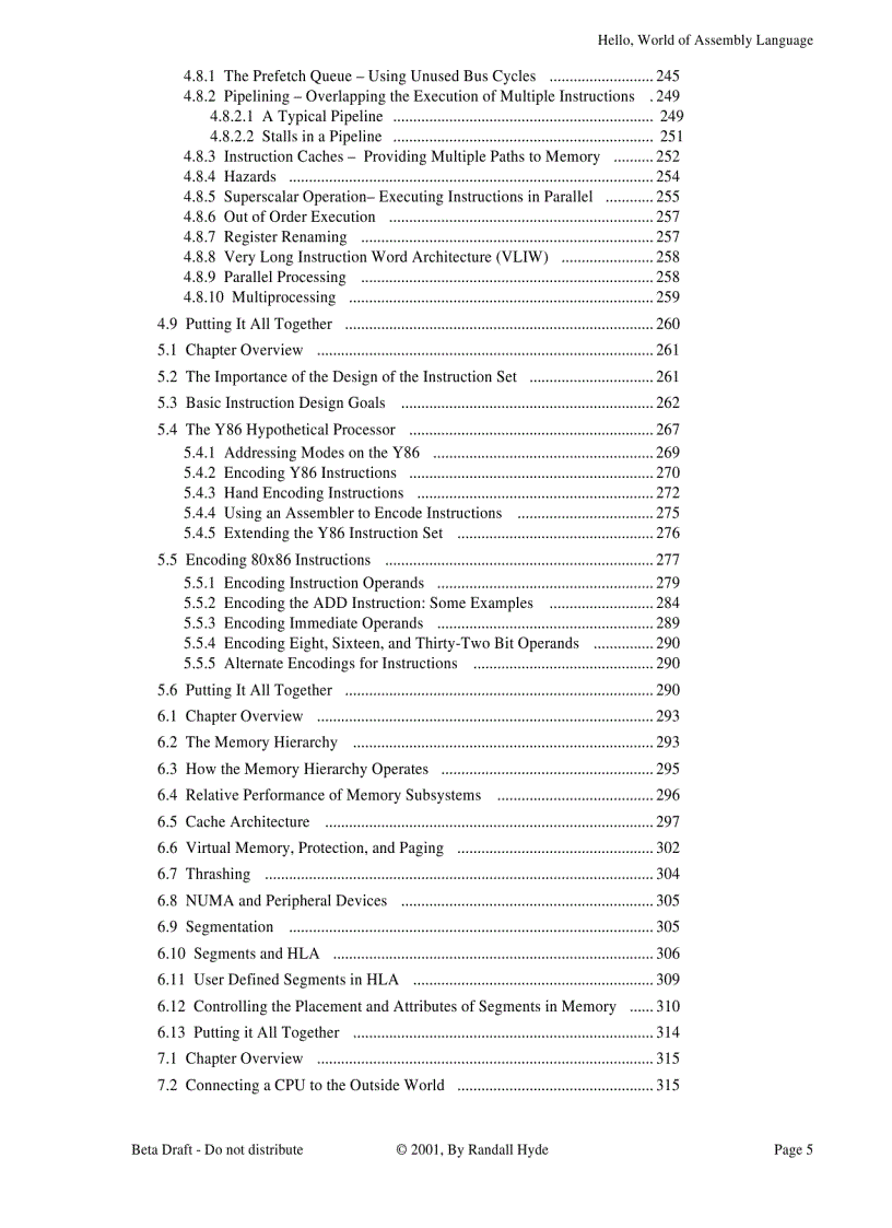image for page The Art of Assembly Language Brief Contents