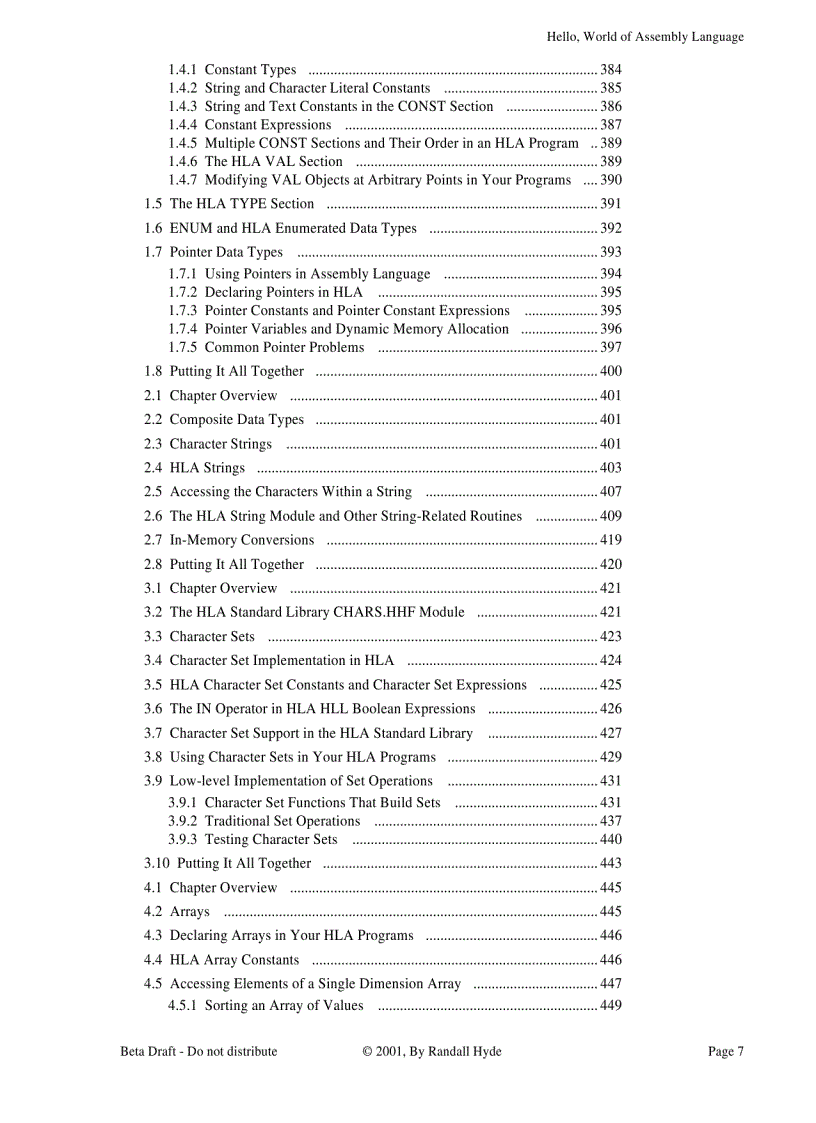 image for page The Art of Assembly Language Brief Contents