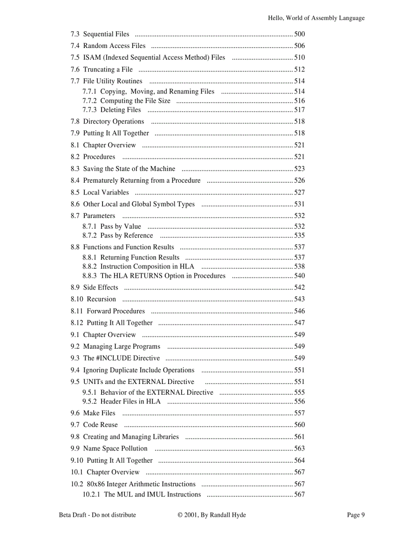image for page The Art of Assembly Language Brief Contents