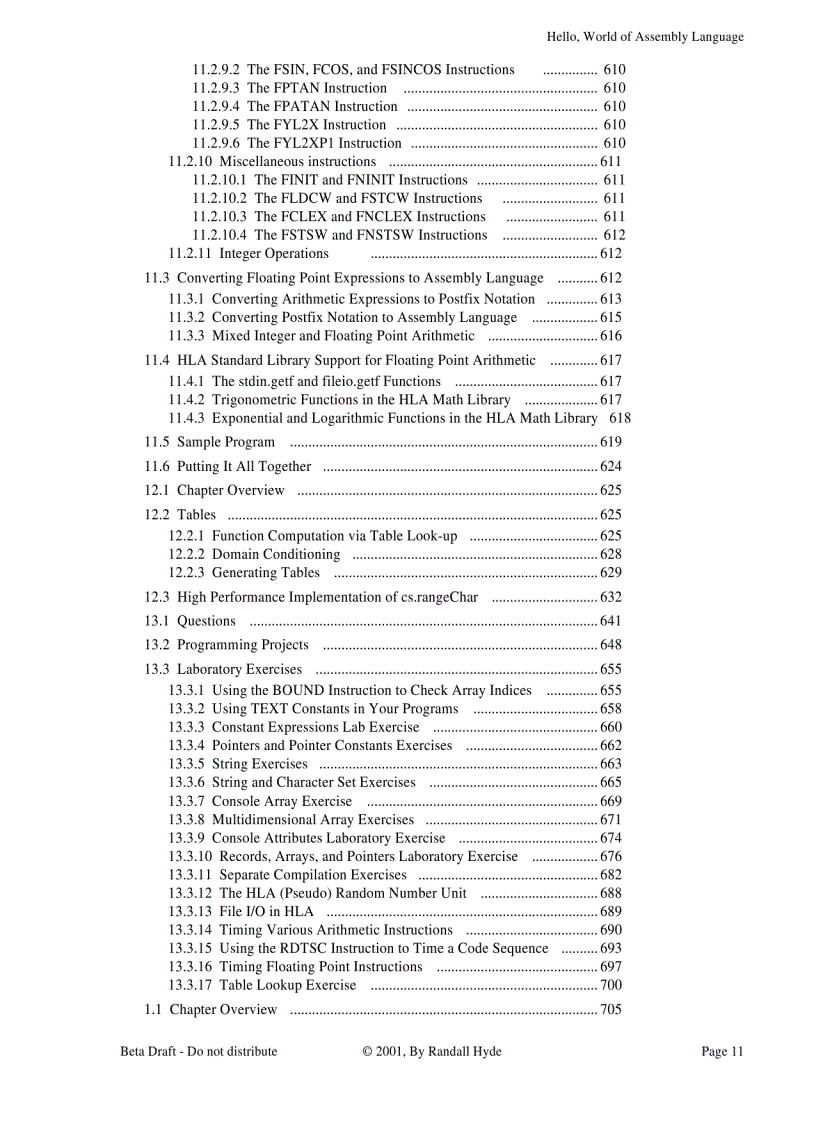 image for page The Art of Assembly Language Brief Contents