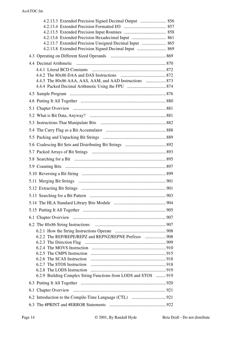 image for page The Art of Assembly Language Brief Contents