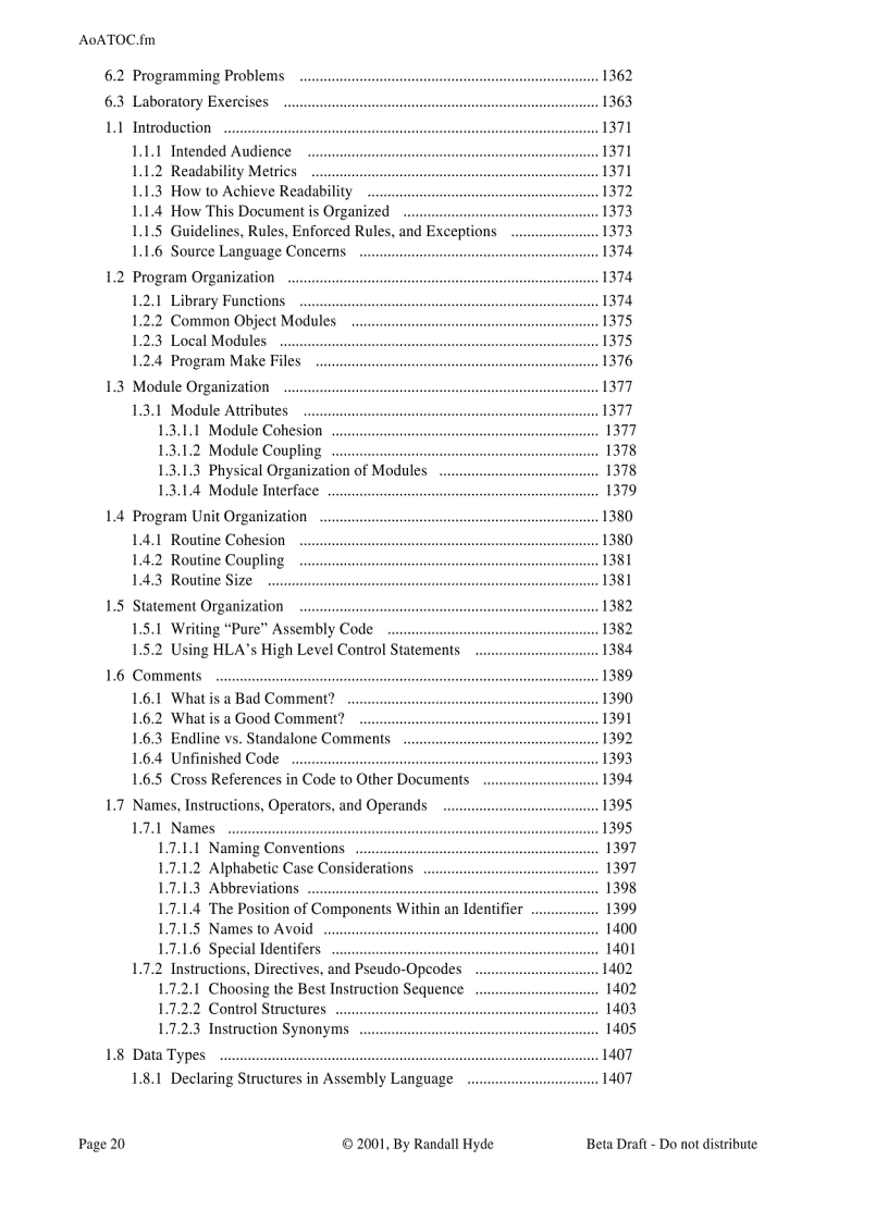 image for page The Art of Assembly Language Brief Contents