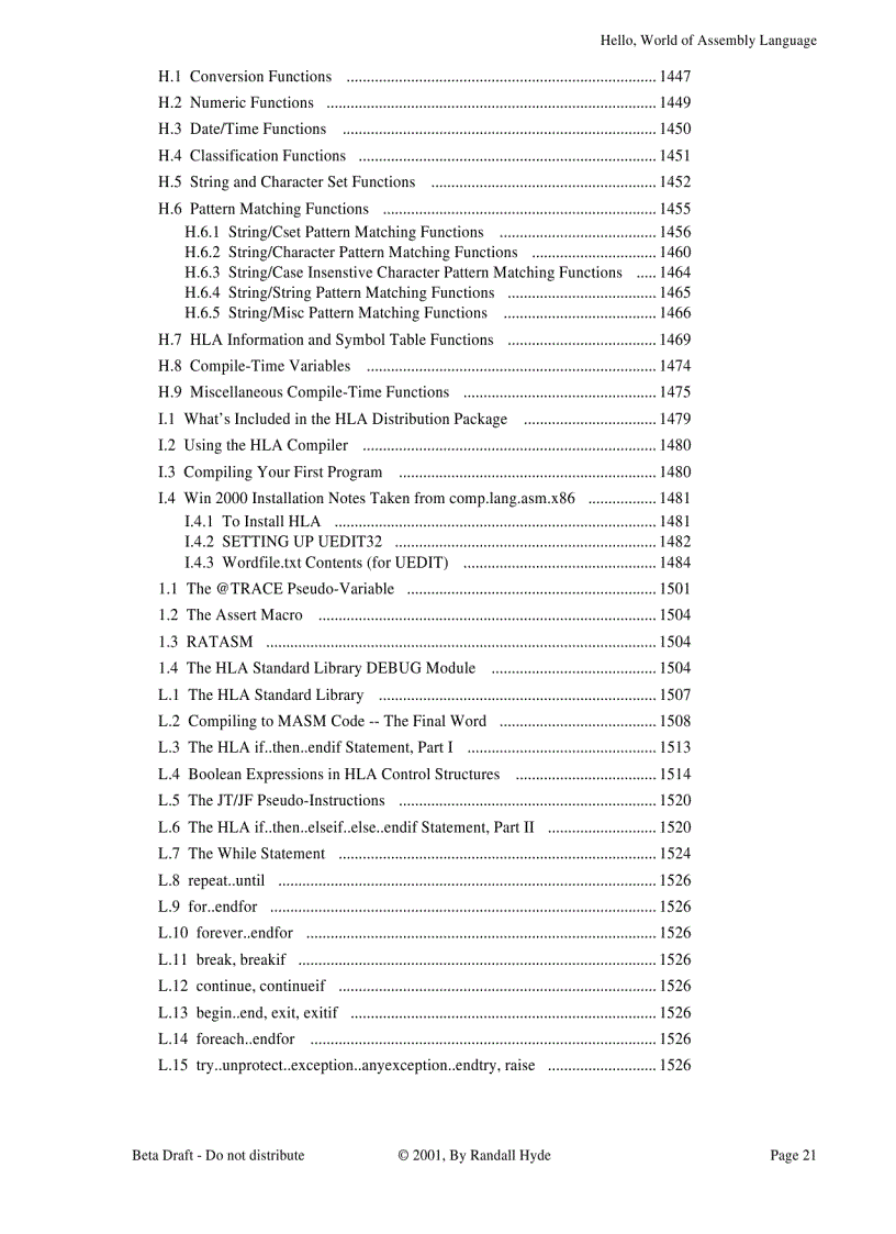 image for page The Art of Assembly Language Brief Contents