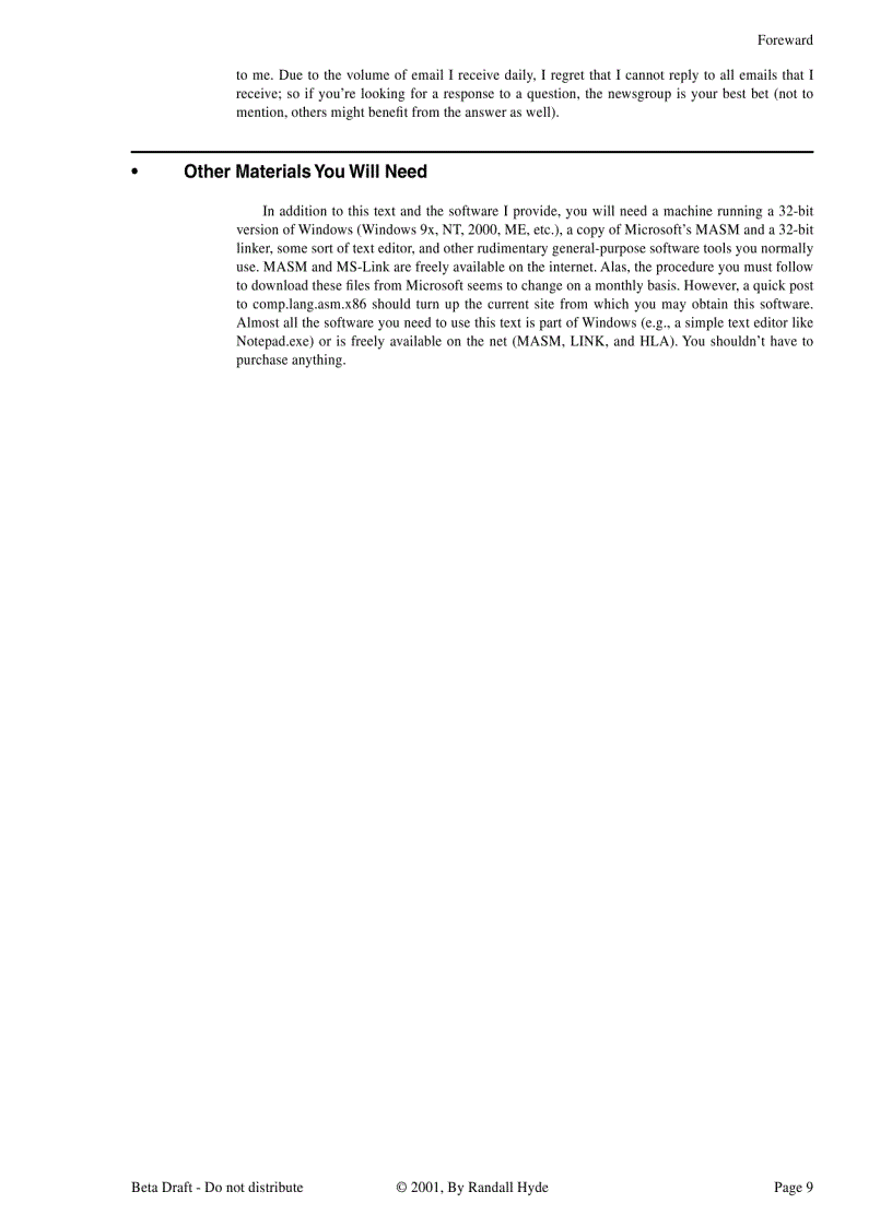 image for page The Art of Assembly Language Brief Contents