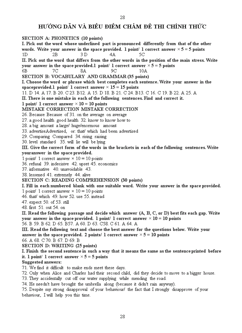 image for page Đề thi chọn học sinh giỏi tiếng anh lớp 12