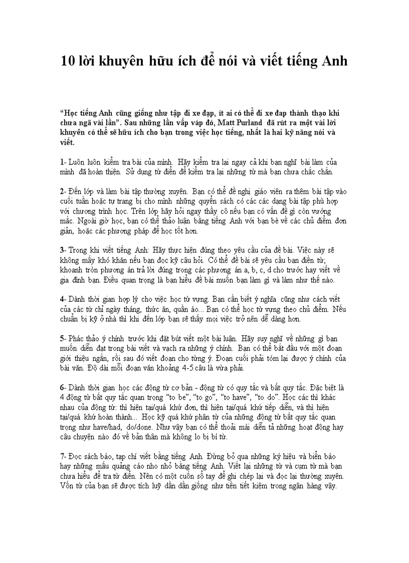 image for page 10 lời khuyên để học tiếng anh