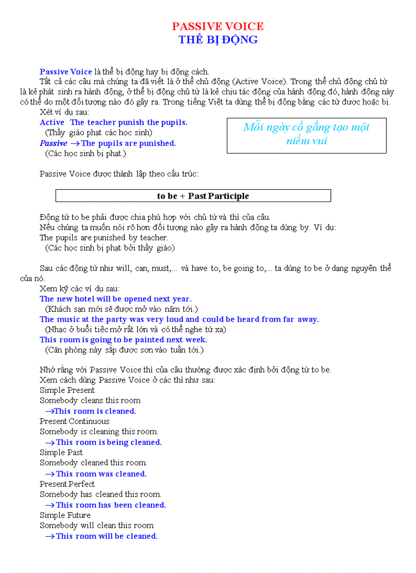image for page Passive voice thể bị động