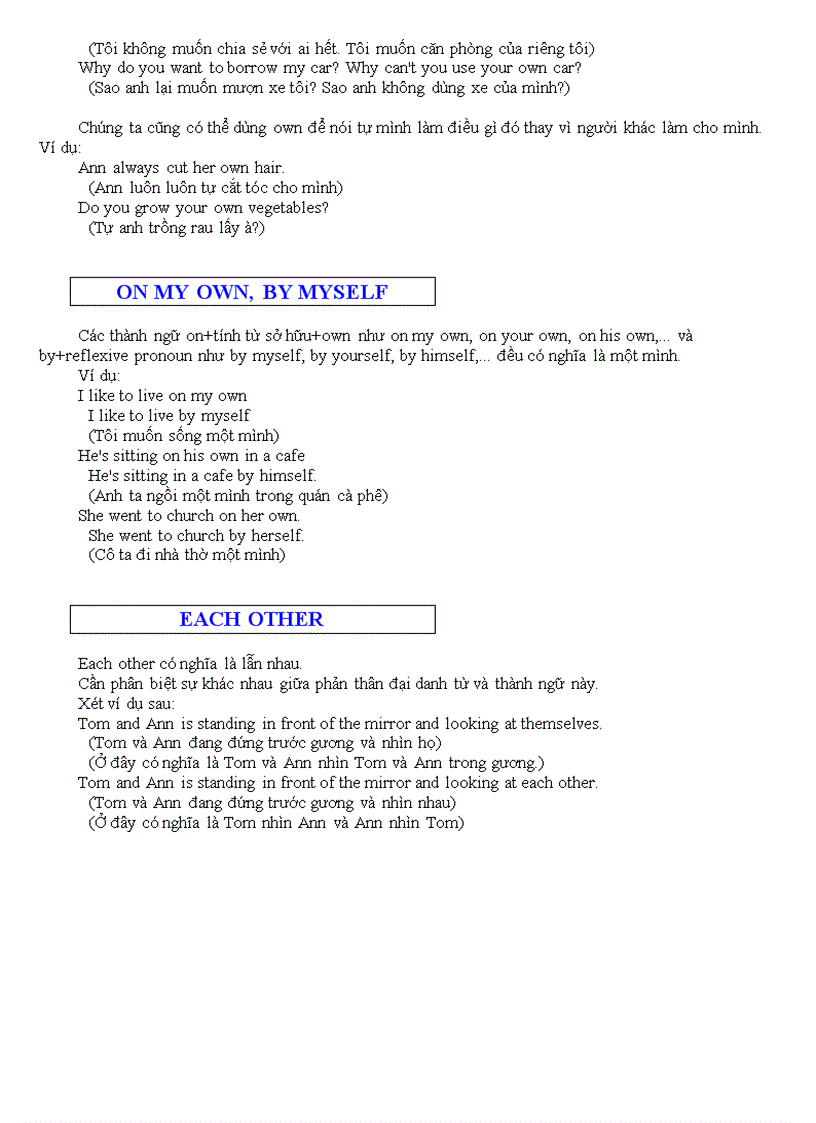 image for page Reflexive pronouns đại từ phản thân