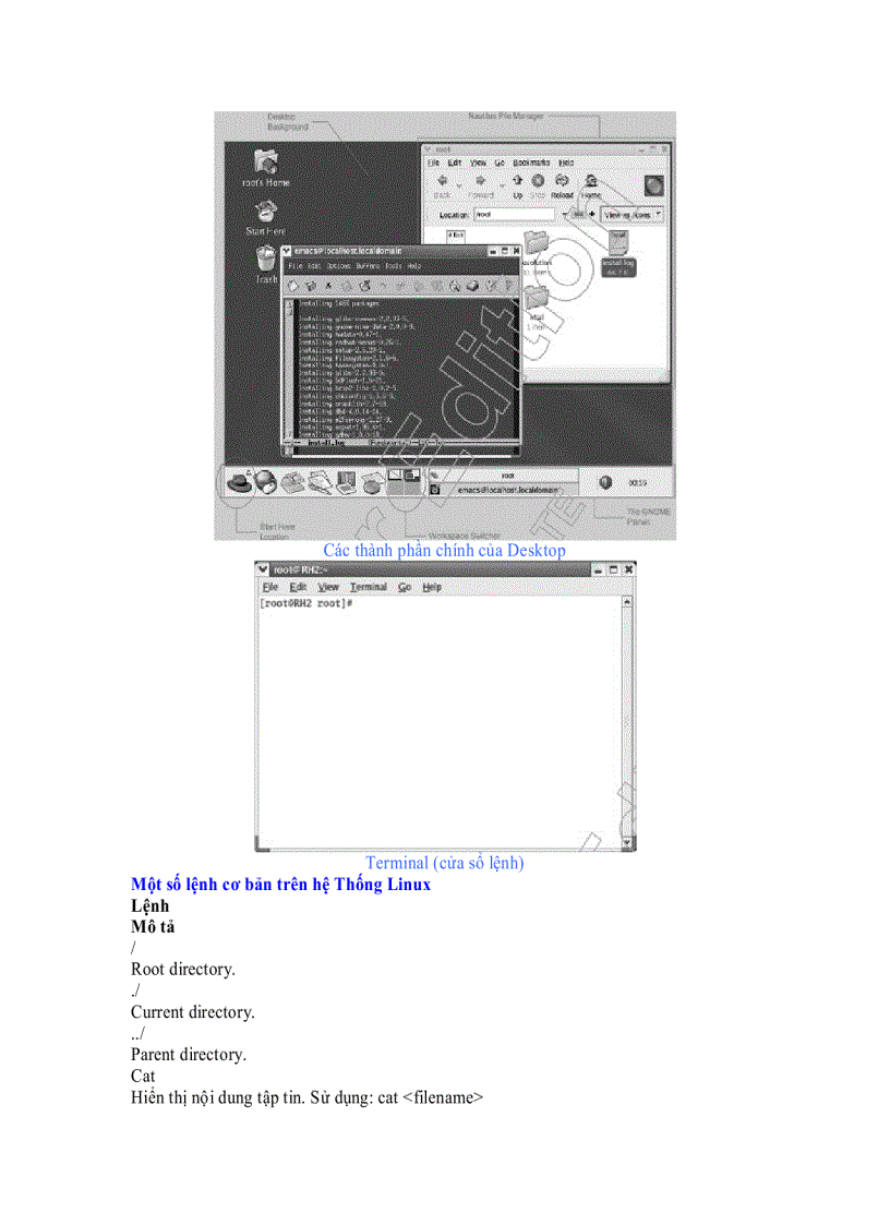 image for page Một số thành phần chính của hệ thống Linux