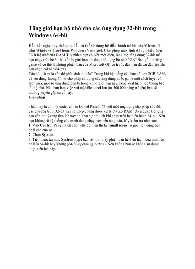 image for page Tăng giới hạn bộ nhớ cho các ứng dụng 32 bit trong Windows 64 bit