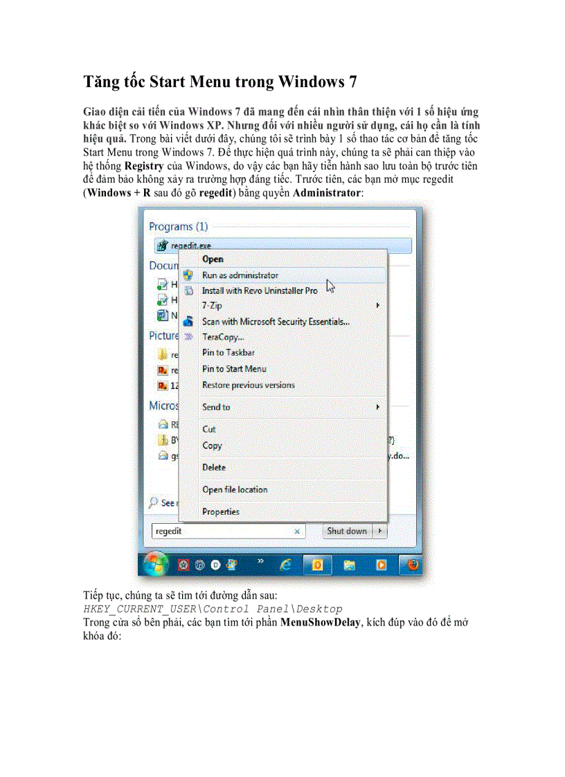 image for page Tăng tốc Start Menu trong Windows 7