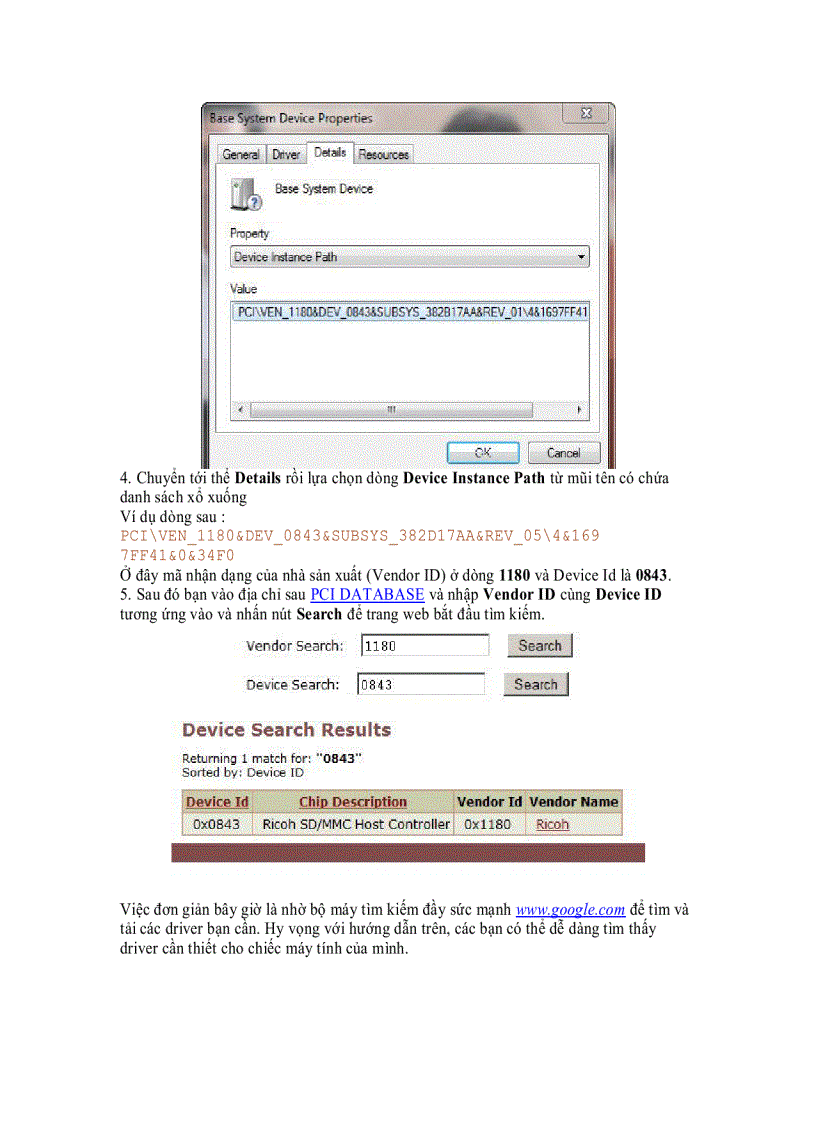 image for page Tìm kiếm driver qua Device ID