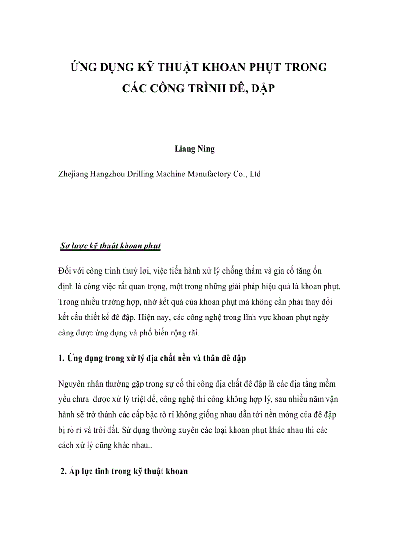 image for page Ứng dụng kỹ thuật khoan phụt trong các công trình đê đập