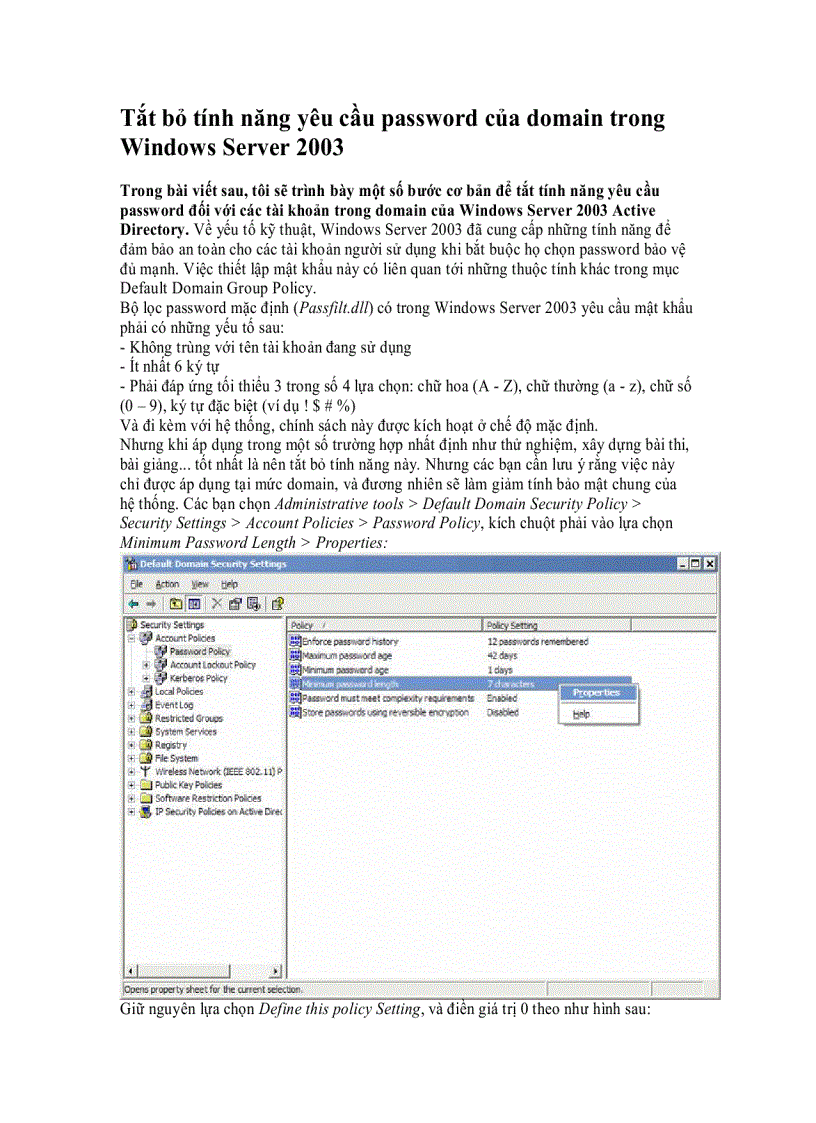 image for page Tắt bỏ tính năng yêu cầu password của domain trong Windows Server 2003