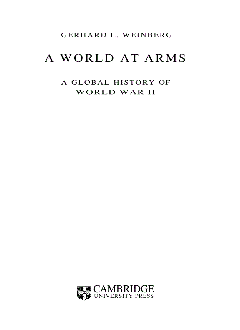 A World at Arms A Global History of World War II