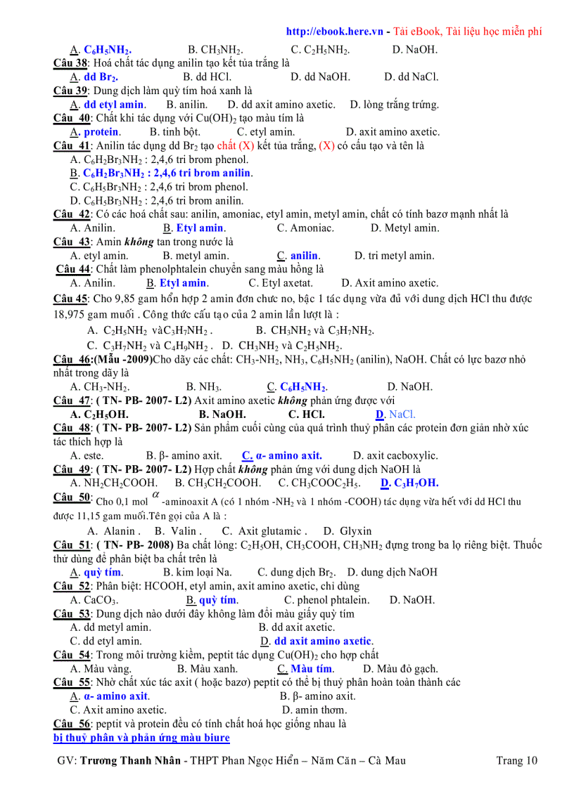 image for page Tài Liệu Ôn thi Tốt nghiệp HÓA HỌC 12 THPT Phan Ngọc Hiển