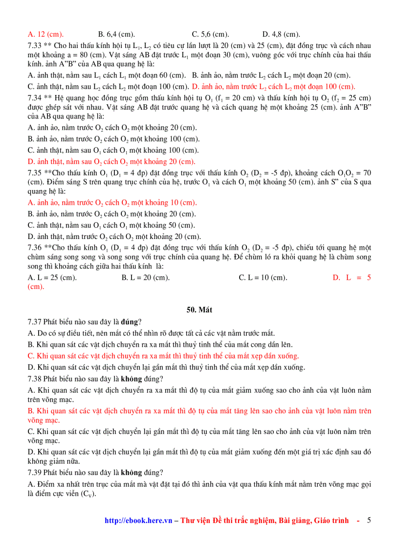 image for page Chương 7 Mắt và Các Dụng cụ Quang học Ôn Tập VẬT LÍ 11