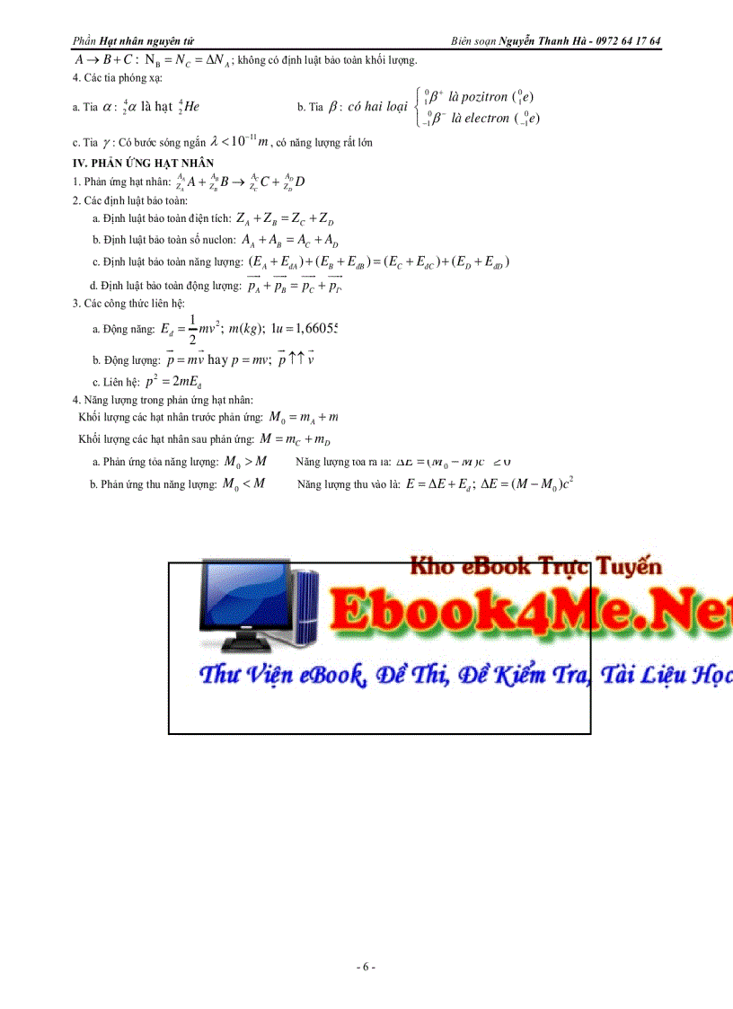 Tổng hợp lý thuyết hạt nhân nguyên tử 140 BT Trắc Nghiệm