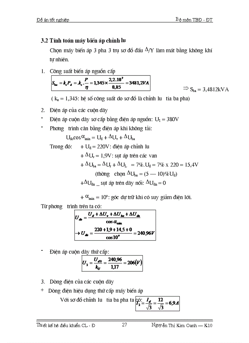 image for page Thiết kế hệ điều khiển Chỉnh lưu Động cơ một chiều