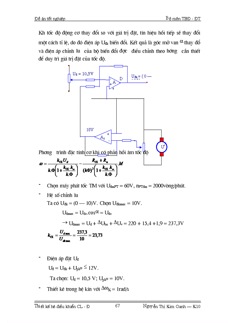 image for page Thiết kế hệ điều khiển Chỉnh lưu Động cơ một chiều