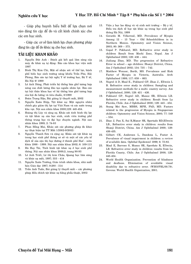 image for page Kết quả nghiên cứu tật khúc xạ học đường tại quận Tân Bình thành phố Hồ Chí Minh Việt Nam
