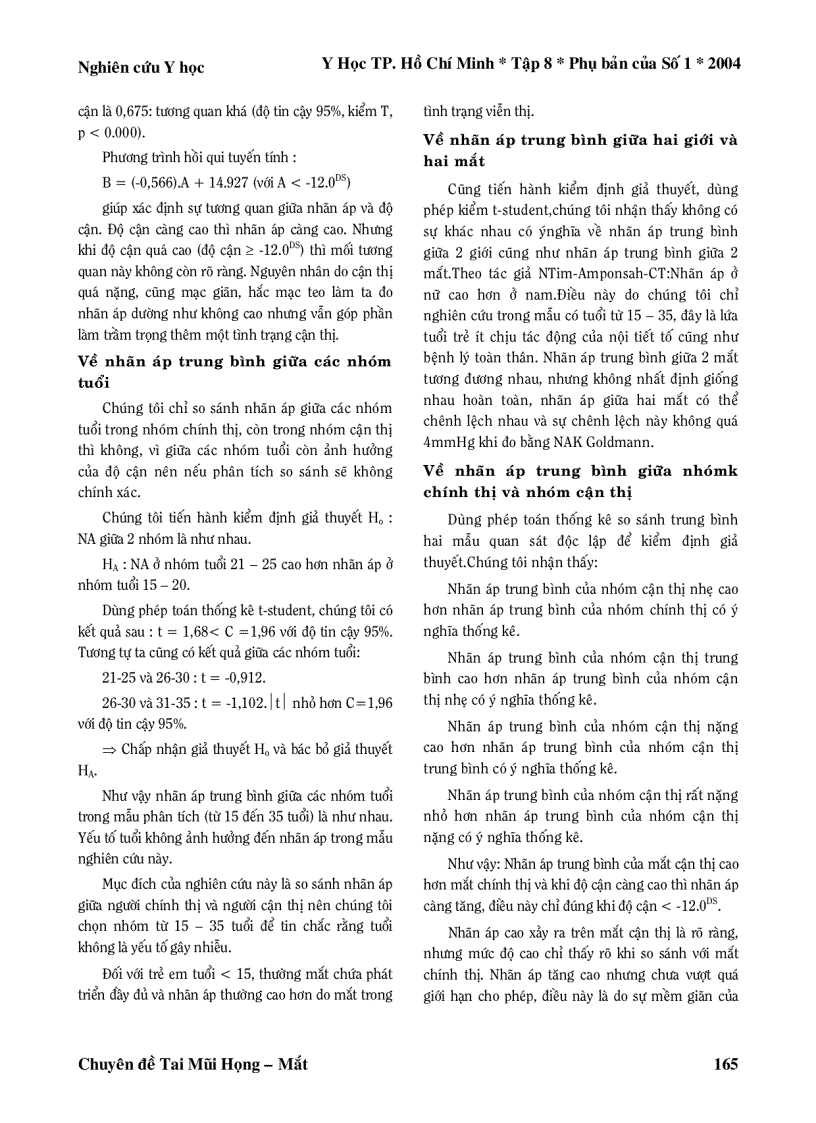 image for page So sánh nhãn áp giữa người cận thị và người chính thị trong thanh thiếu niên Việt Nam tại BV Mắt TPHCM