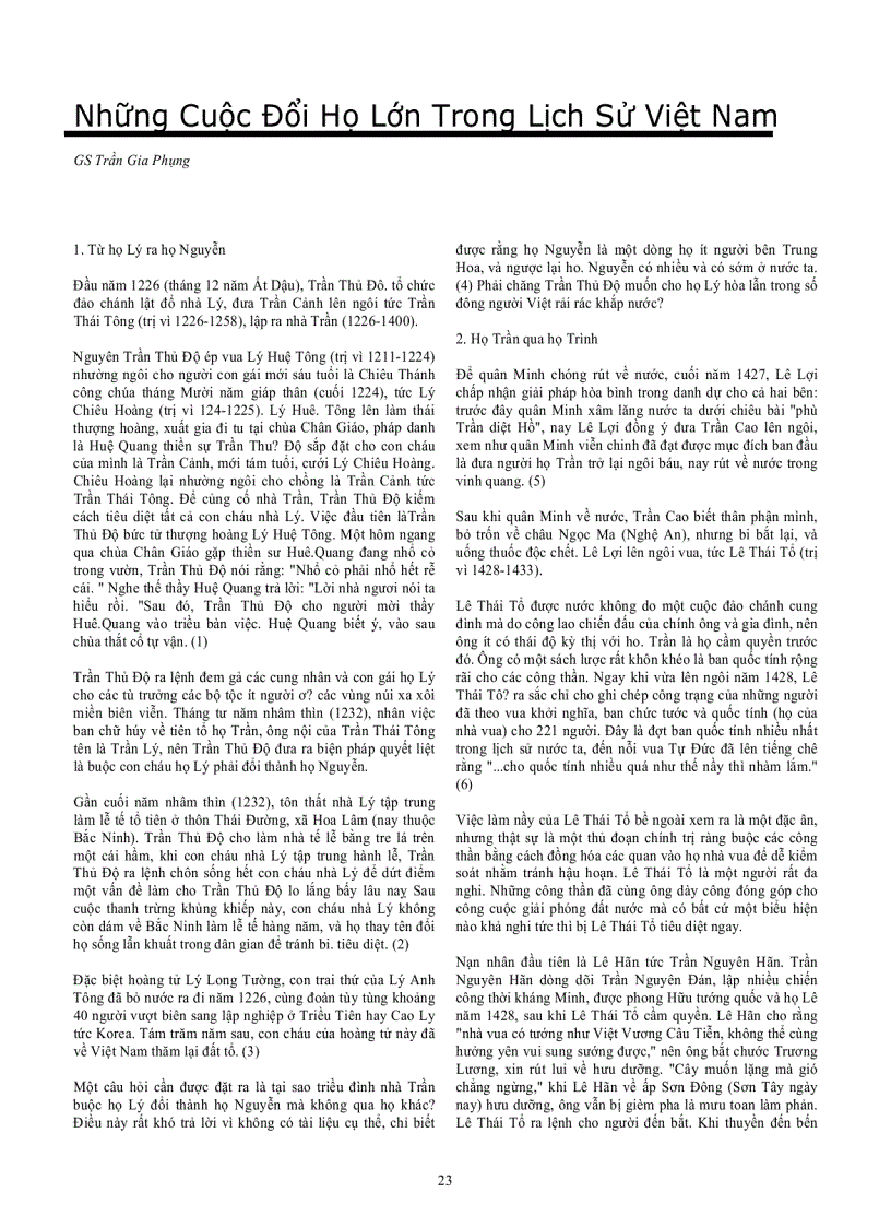 image for page Những lần thay đổi họ lớn trong lịch sử VIỆT NAM