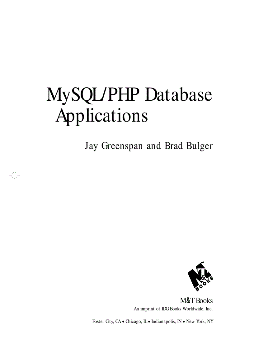 MySQL PHP Database Applications