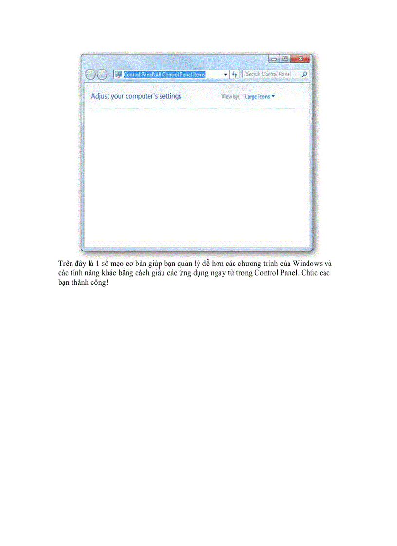 image for page Giấu bớt những thành phần Control Panel trong Windows 7