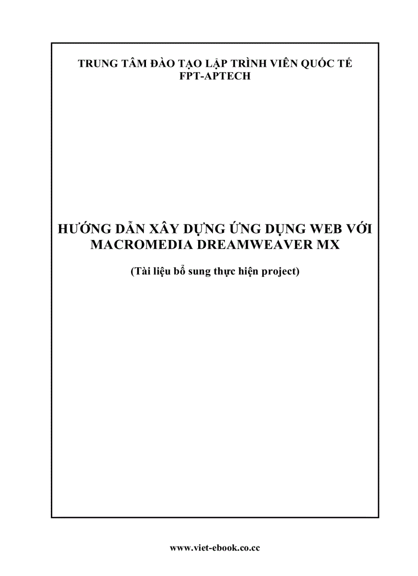 image for page Hướng dẫn xây dựng ứng dụng web với macromedia dreamweaver mx