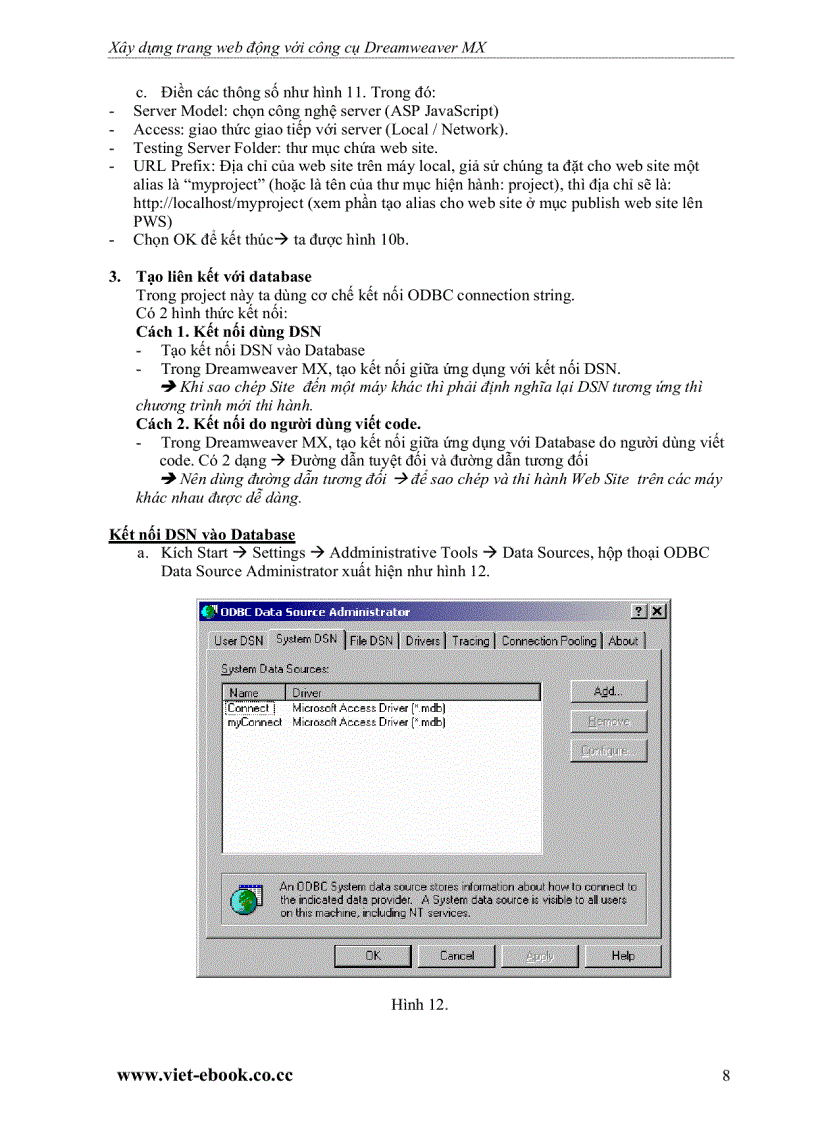 image for page Hướng dẫn xây dựng ứng dụng web với macromedia dreamweaver mx
