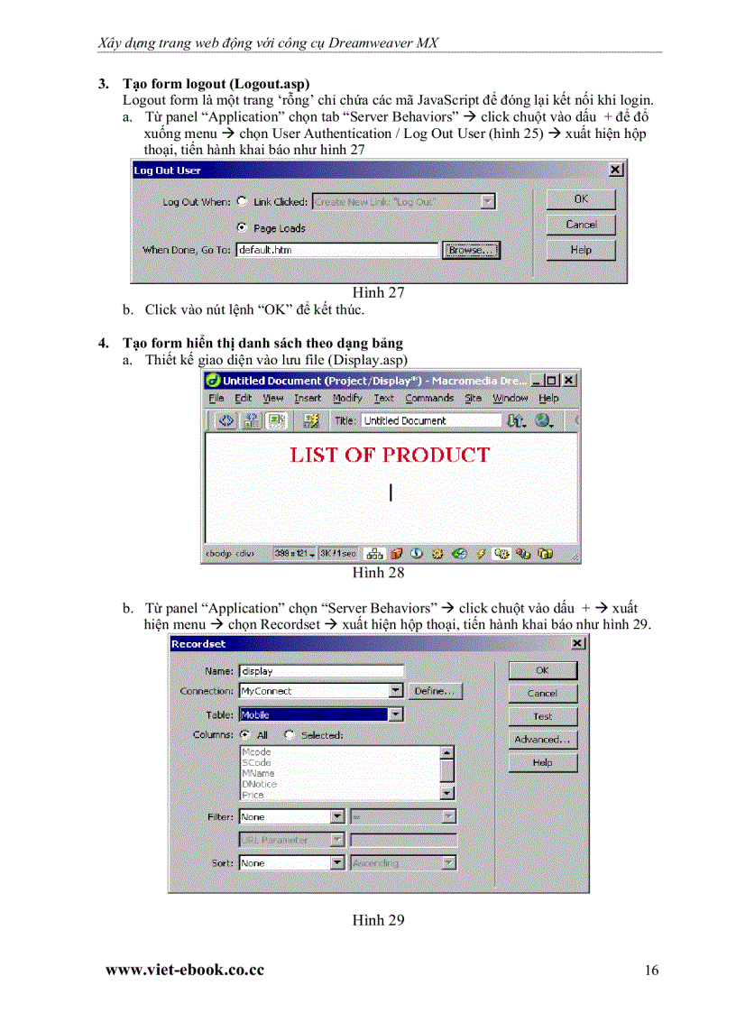 image for page Hướng dẫn xây dựng ứng dụng web với macromedia dreamweaver mx