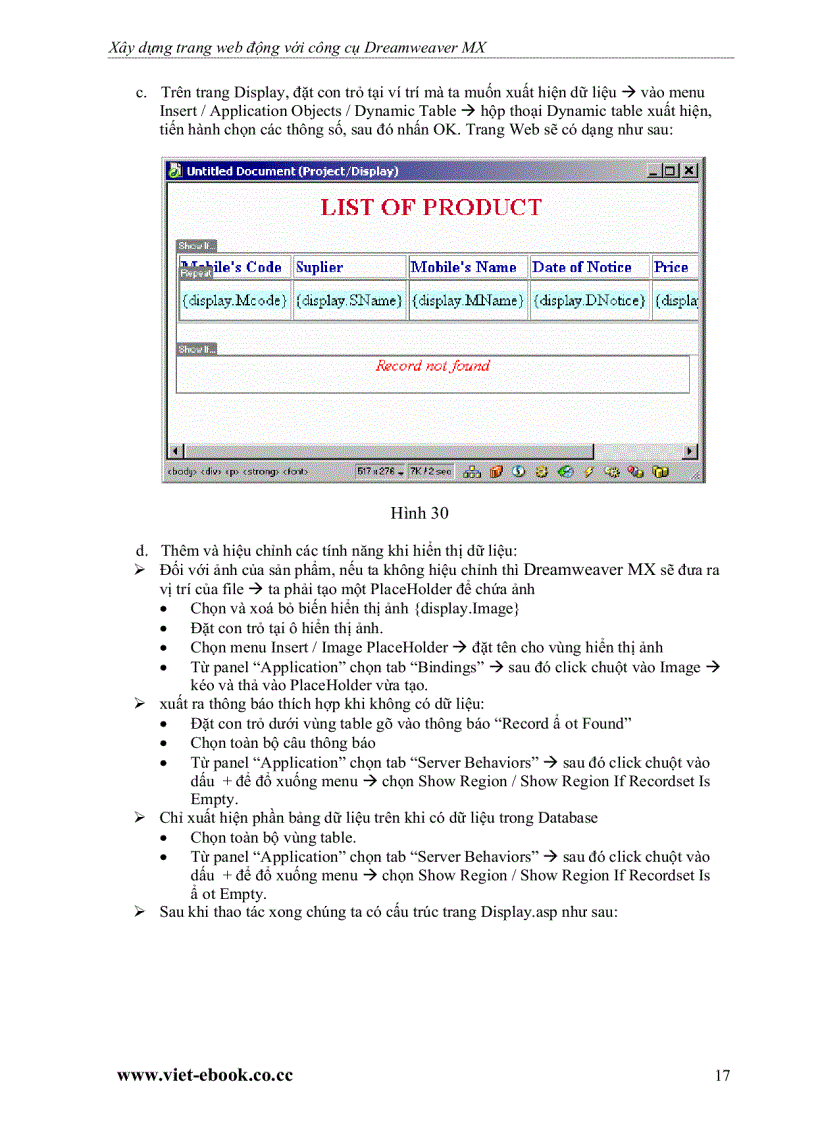 image for page Hướng dẫn xây dựng ứng dụng web với macromedia dreamweaver mx