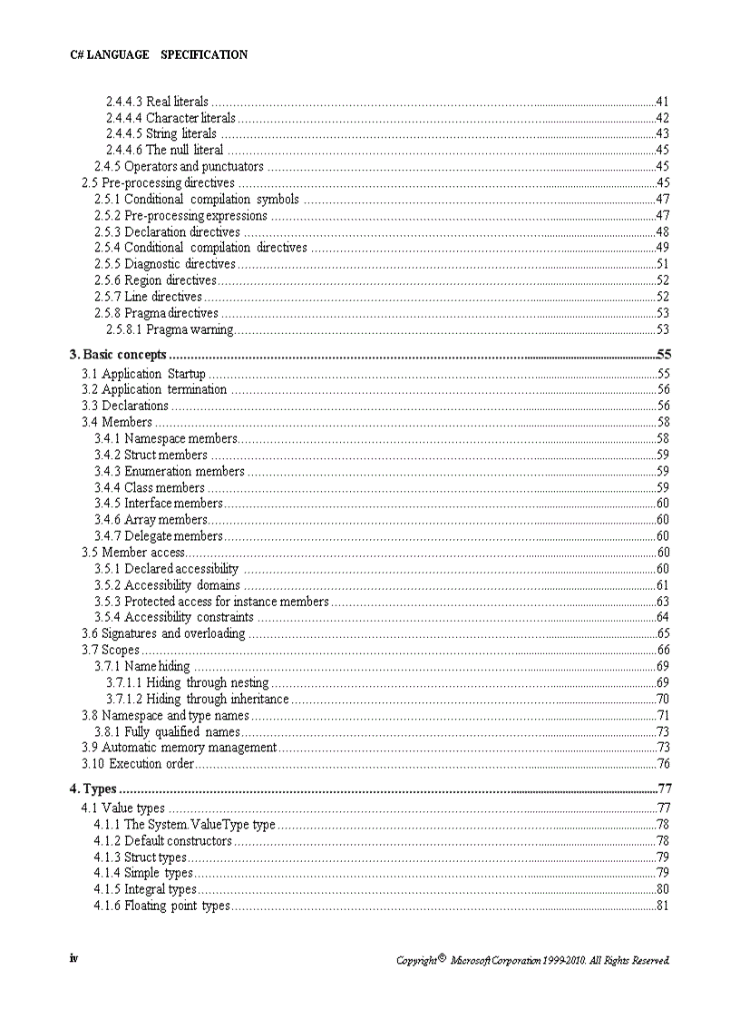 C Language Specification Version 4 0