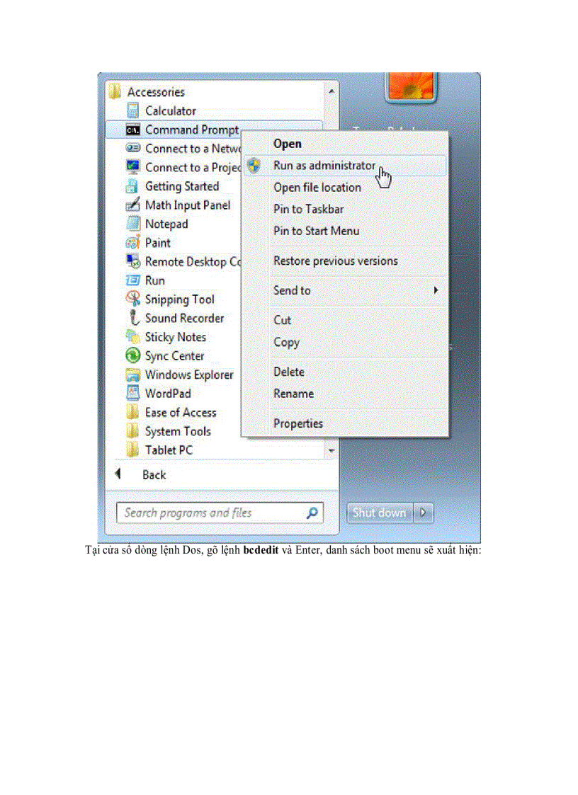 image for page Loại bỏ thành phần khởi động boot menu trong Windows 7