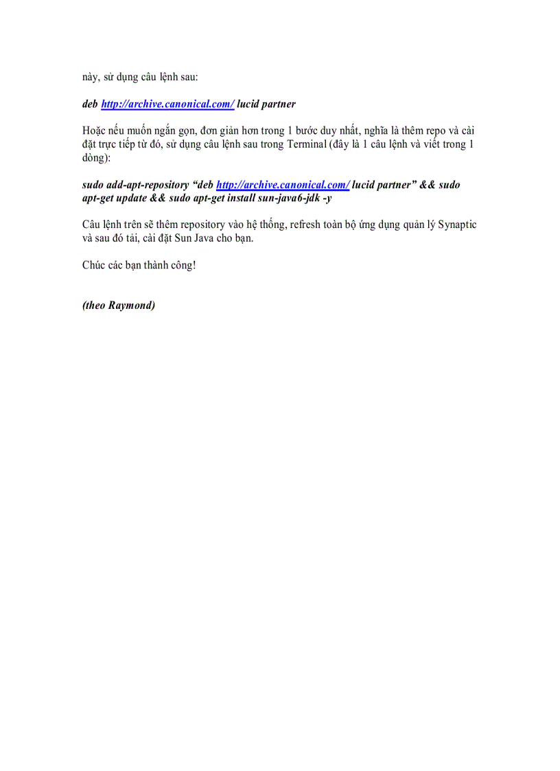 image for page Hướng dẫn cài đặt Sun Java trong Ubuntu 10 04 Long Term Support