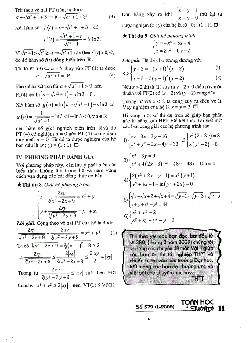 image for page Toán THPT bài tập về một số cách giải phương trình hệ phương trình