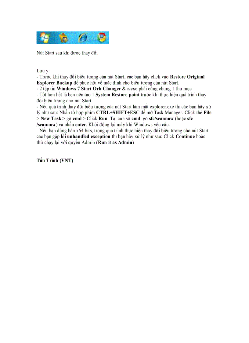image for page Cách thay đổi biểu tượng nút Start trong Windows 7