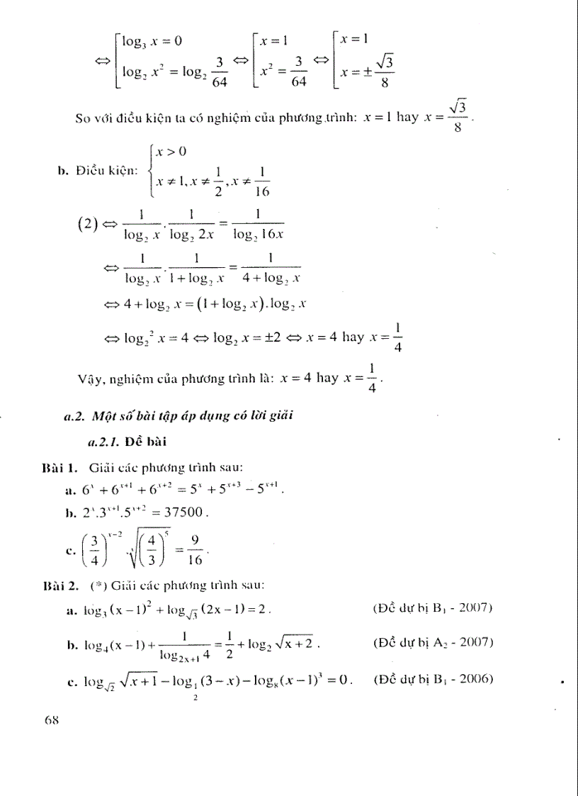image for page Phương trình hệ phương trình mũ logarit