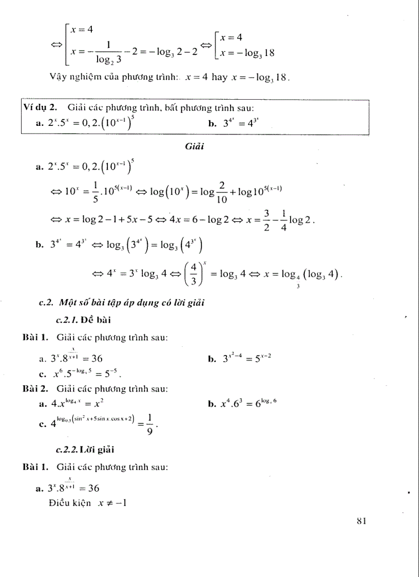image for page Phương trình hệ phương trình mũ logarit