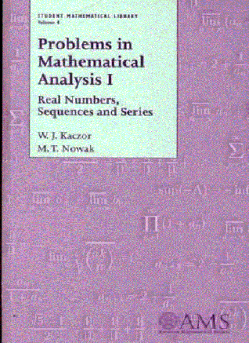 Problems In Mathematical Analysis I