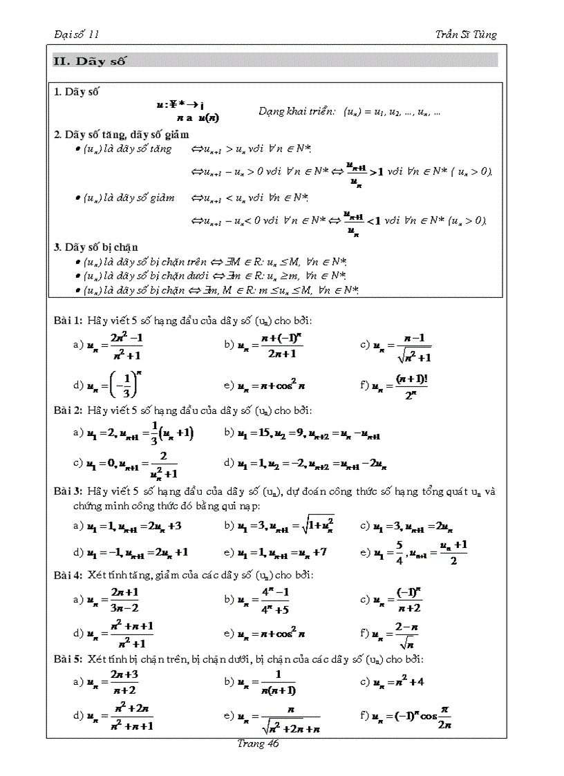 image for page Bài tập Đại số 11 chương III