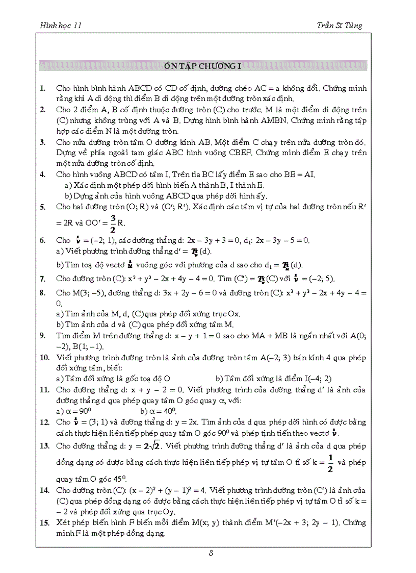 image for page Bài tập Hình học 11 chương I
