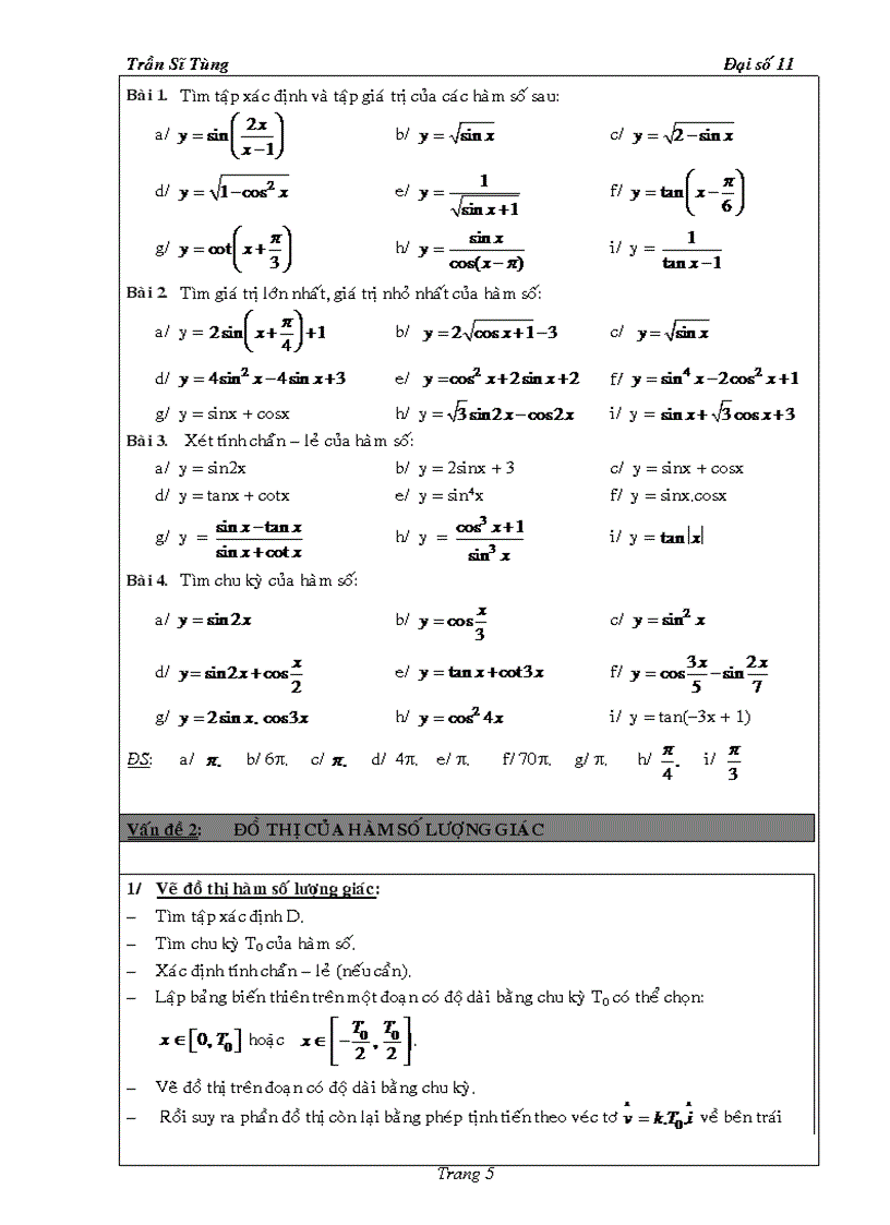 image for page Bài tập Đại số 11 chương I