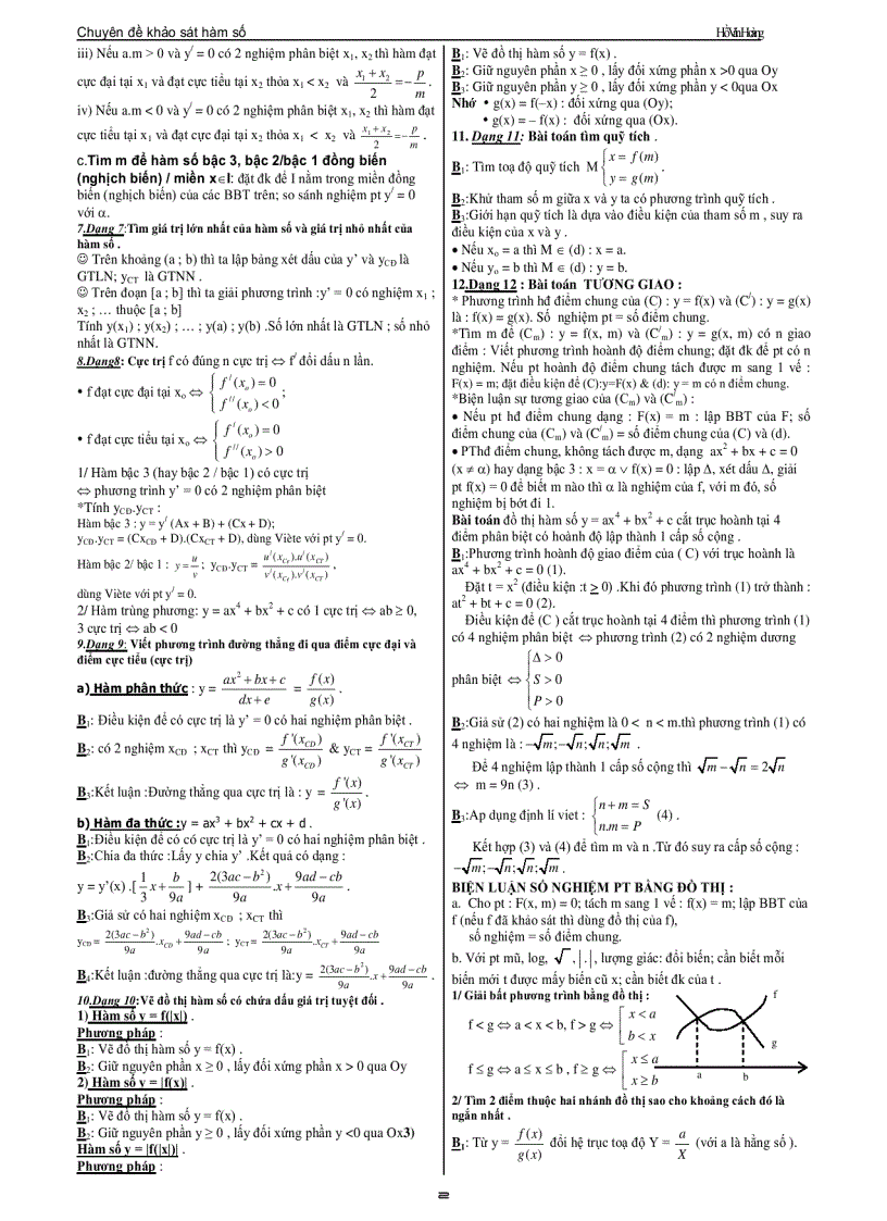 Chuyên Đề Luyện Thi Đại Học Phần Khảo Sát Hàm Số Thầy Hồ Văn Hoàng