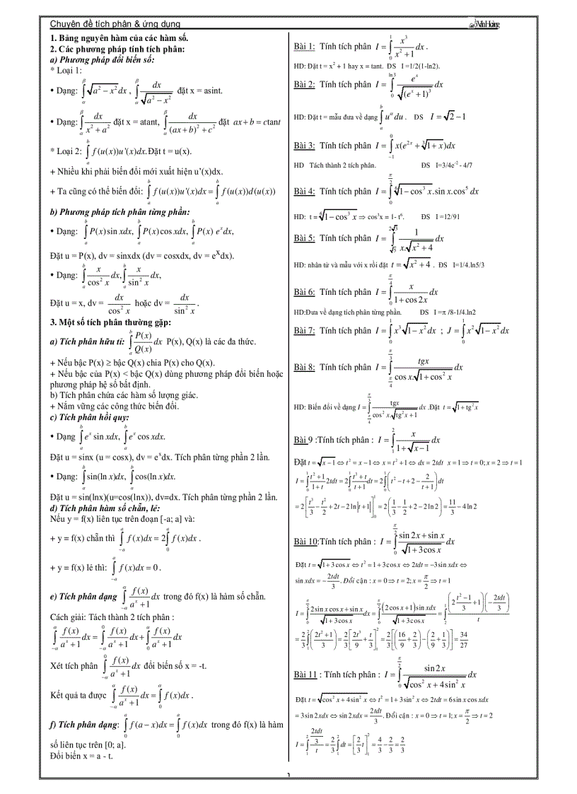image for page Chuyên Đề Luyện Thi Đại Học Phần Tích Phân Thầy Hồ Văn Hoàng