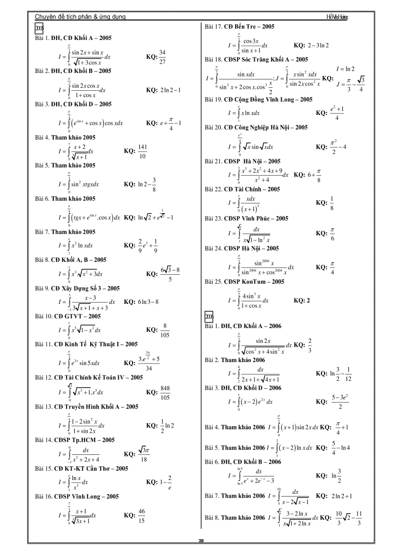 image for page Chuyên Đề Luyện Thi Đại Học Phần Tích Phân Thầy Hồ Văn Hoàng