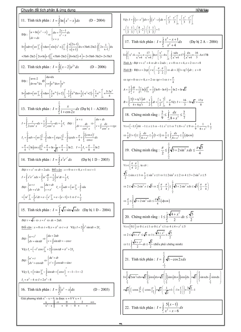 image for page Chuyên Đề Luyện Thi Đại Học Phần Tích Phân Thầy Hồ Văn Hoàng
