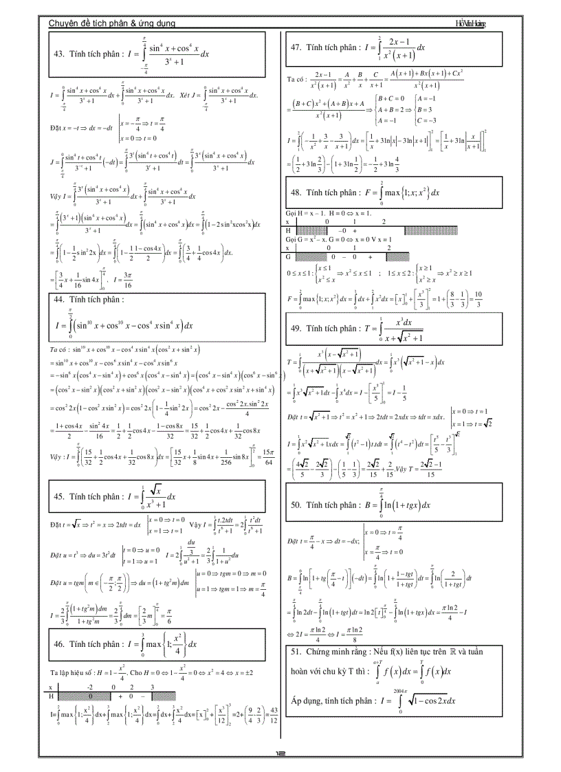 image for page Chuyên Đề Luyện Thi Đại Học Phần Tích Phân Thầy Hồ Văn Hoàng