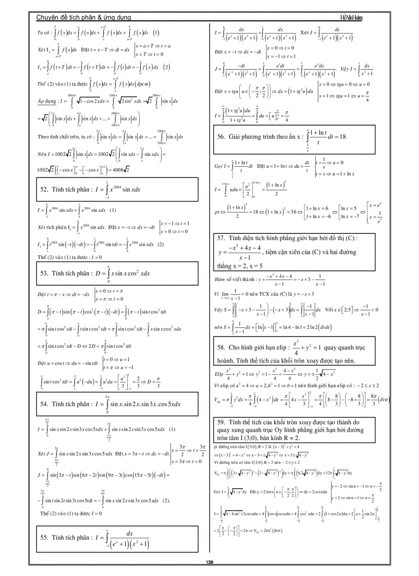 image for page Chuyên Đề Luyện Thi Đại Học Phần Tích Phân Thầy Hồ Văn Hoàng